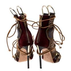 Dsquared2 Multicolor Suede And Leather Eskimo Studded Sandals Size 39