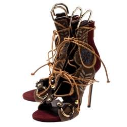 Dsquared2 Multicolor Suede And Leather Eskimo Studded Sandals Size 39
