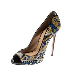 Dsquared2 Multicolor Brocade Fabric Peep Toe Pumps Size 40