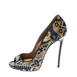 Dsquared2 Multicolor Brocade Fabric Peep Toe Pumps Size 40