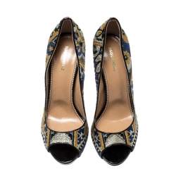 Dsquared2 Multicolor Brocade Fabric Peep Toe Pumps Size 40