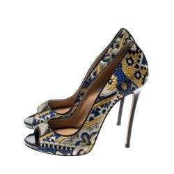 Dsquared2 Multicolor Brocade Fabric Peep Toe Pumps Size 40