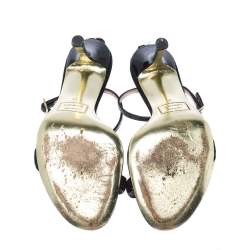 Dsquared 2 Black Suede and Leather Embellished Ankle Strap Sandals Size 38