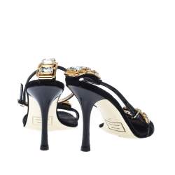 Dsquared 2 Black Suede and Leather Embellished Ankle Strap Sandals Size 38