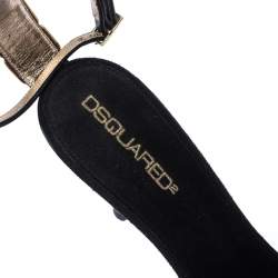 Dsquared 2 Black Suede and Leather Embellished Ankle Strap Sandals Size 38