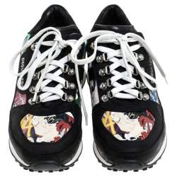 Dsquared2 Multicolor Nubuck And Leather Printed Lace Up Sneakers Size 41