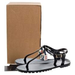 Dsquared2 Black Jelly Key Embellishment T-Strap Flats Size 41