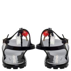 Dsquared2 Black Jelly Key Embellishment T-Strap Flats Size 41