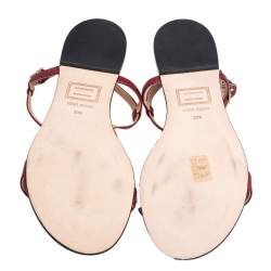 Dsquared2 Multicolor Leather And Patent Ankle Strap Flats Sandals Size 38.5