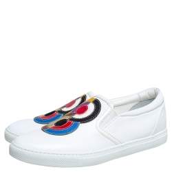 Pre Owned Dsquared2 White Leather Logo Low Top Sneakers Size 40