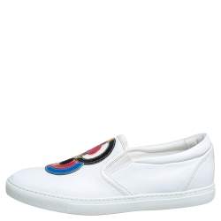 Pre Owned Dsquared2 White Leather Logo Low Top Sneakers Size 40