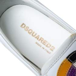 Pre Owned Dsquared2 White Leather Logo Low Top Sneakers Size 40