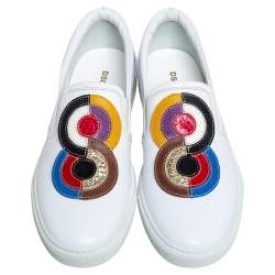 Pre Owned Dsquared2 White Leather Logo Low Top Sneakers Size 40