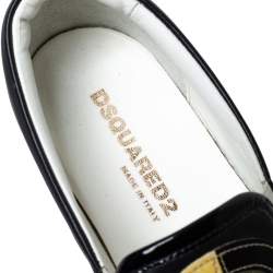Pre Owned Dsquared2 Black Leather Logo Low Top Sneakers Size 37
