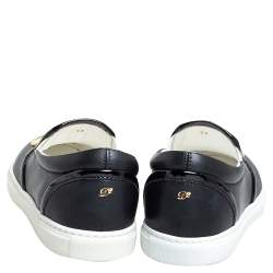 Pre Owned Dsquared2 Black Leather Logo Low Top Sneakers Size 37