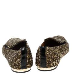 Pre Owned Dsquared2 Gold Glitter Crystal Embellished Smoking Slippers Size 41