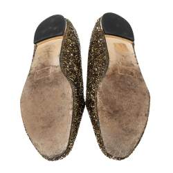 Pre Owned Dsquared2 Gold Glitter Crystal Embellished Smoking Slippers Size 41