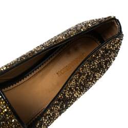 Pre Owned Dsquared2 Gold Glitter Crystal Embellished Smoking Slippers Size 41