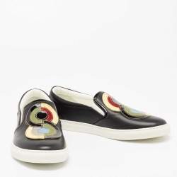 Dsquared2 Black Leather And Python Trim Slip On Sneakers Size 37
