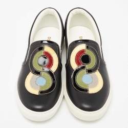 Dsquared2 Black Leather And Python Trim Slip On Sneakers Size 37