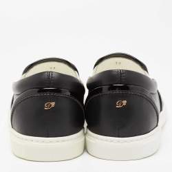 Dsquared2 Black Leather And Python Trim Slip On Sneakers Size 37