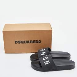 Dsquared2 Black Rubber Icon Flat Slides Size 40