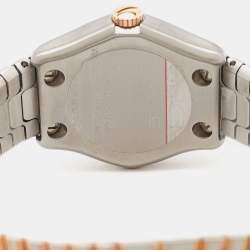 Pre Owned Ebel Silver 18k Rose Gold Stainless Steel Classic Wave 1216086 Women's Wristwatch 27 mm