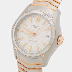 Pre Owned Ebel Silver 18k Rose Gold Stainless Steel Classic Wave 1216086 Women's Wristwatch 27 mm