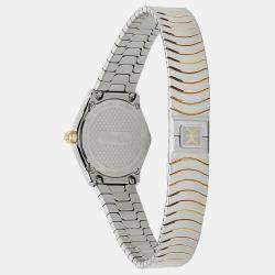 Pre Owned Ebel Silver Stainless Steel 18K Yellow Gold Classic Sport 1216412A Quartz Women's Wristwatch 24 mm