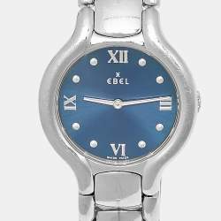 Pre Owned Ebel Beluga E9157121 Blue Dial Stainless Steel Women's Wristwatch 27 mm