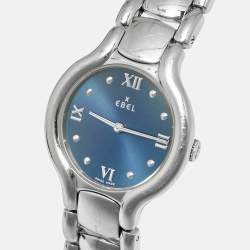 Pre Owned Ebel Beluga E9157121 Blue Dial Stainless Steel Women's Wristwatch 27 mm