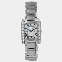 Pre Owned Ebel Brasilia E9976M2S Quartz Diamond Stainless Steel Women's Wristwatch 24 x 22 mm