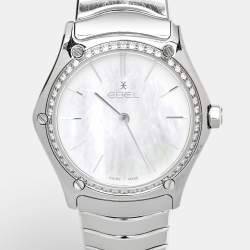 مملوكة مسبقًا Ebel Classic Sport 1216451A Mother Of Pearl Diamond Stainless Steel Women's Wristwatch 29 mm