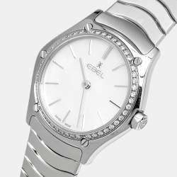 مملوكة مسبقًا Ebel Classic Sport 1216451A Mother Of Pearl Diamond Stainless Steel Women's Wristwatch 29 mm
