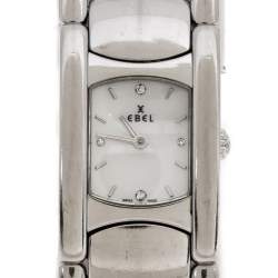 Pre Owned Ebel Mother of Pearl Stainless Steel Beluga Manchette E9057A21 Women's Wristwatch 19 mm