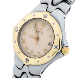 Pre Owned Ebel Beige Two-Tone Stainless Steel Sportwave E608762 Women's Wristwatch 28 mm