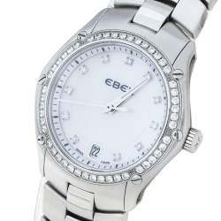 Pre Owned Ebel Mother Of Pearl Stainless Steel Diamond Classic Sport 1215983 Women's Wristwatch 27 mm