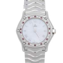 Ebel Mother of Pearl Stainless Steel Diamonds Classic Wave E91571169220 Women's Wristwatch 24 mm