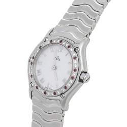 Ebel Mother of Pearl Stainless Steel Diamonds Classic Wave E91571169220 Women's Wristwatch 24 mm