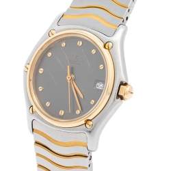 Pre Owned Ebel Grey 18k Yellow Gold Stainless Steel Sport Classique 183908 Women's Wristwatch 28 mm