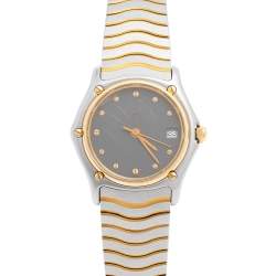 Pre Owned Ebel Grey 18k Yellow Gold Stainless Steel Sport Classique 183908 Women's Wristwatch 28 mm
