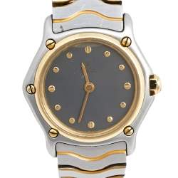 Pre Owned Ebel Grey 18k Yellow Gold Stainless Steel Classic Wave 166901 Women's Wristwatch 24 mm