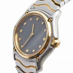 Pre Owned Ebel Grey 18k Yellow Gold Stainless Steel Classic Wave 166901 Women's Wristwatch 24 mm