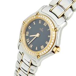 Pre Owned Ebel Black 18k Yellow Gold Stainless Steel Diamond 1057902 Women's wristwatch 24 mm 
