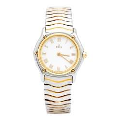 Pre Owned Ebel Mother of Pearl 18k Yellow Gold Stainless Steel Classic Wave 1090121 Women's Wristwatch 27 mm