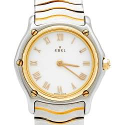 Pre Owned Ebel Mother of Pearl 18k Yellow Gold Stainless Steel Classic Wave 1090121 Women's Wristwatch 27 mm