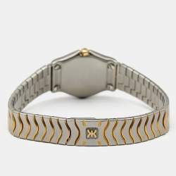 Pre Owned Ebel Champagne 18k Yellow Gold Stainless Steel Classic Wave 166901 Women's Wristwatch 24 mm