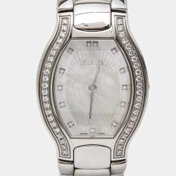 Pre Owned Ebel Mother of Pearl Diamond Stainless Steel Beluga Tonneau 9901G38 Women's Wristwatch 28 mm 