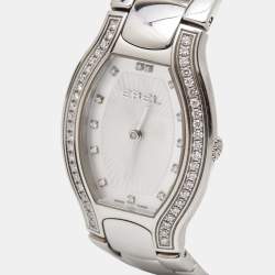 Pre Owned Ebel Mother of Pearl Diamond Stainless Steel Beluga Tonneau 9901G38 Women's Wristwatch 28 mm 