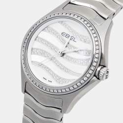 Ebel Mother of Pearl Diamond Stainless Steel Wave 1216270 Women's Wristwatch 30 mm